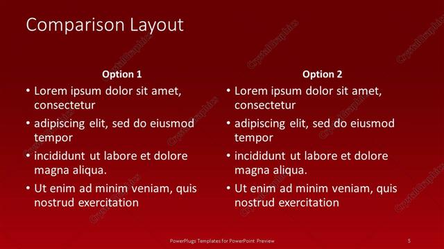 Comparison presentation slide layout