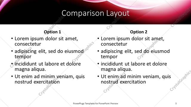 Comparison presentation slide layout