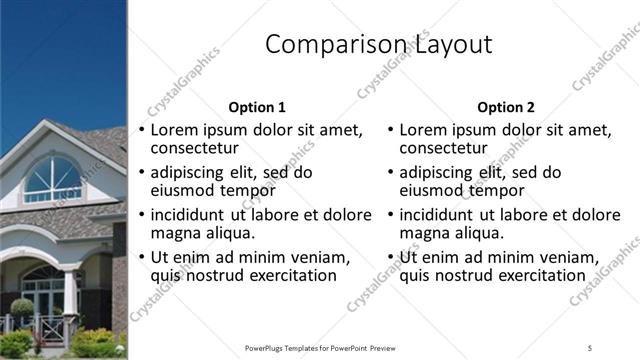 Comparison presentation slide layout