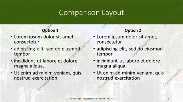 Comparison presentation slide layout