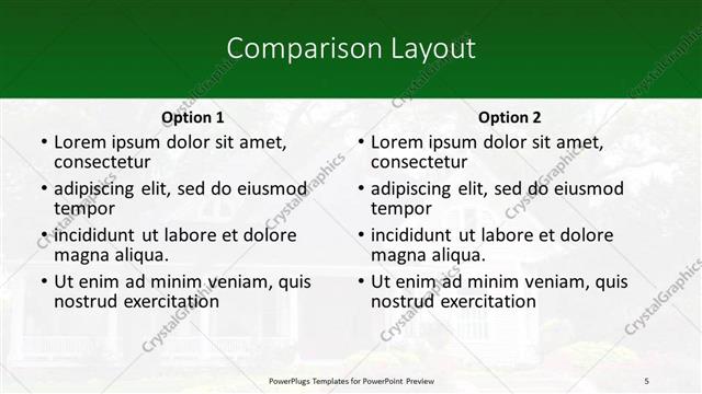 Comparison presentation slide layout