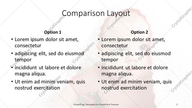 Comparison presentation slide layout
