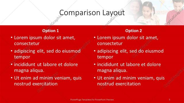 Comparison presentation slide layout