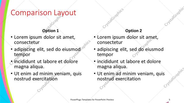 Comparison presentation slide layout