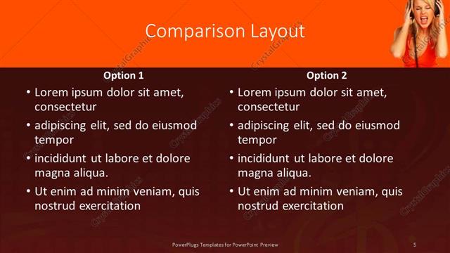 Comparison presentation slide layout