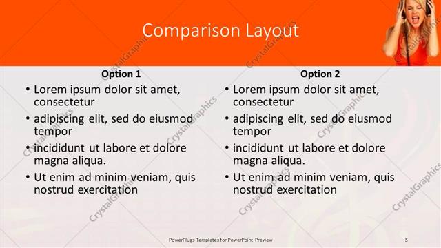 Comparison presentation slide layout