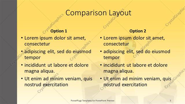 Comparison presentation slide layout