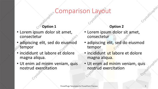 Comparison presentation slide layout