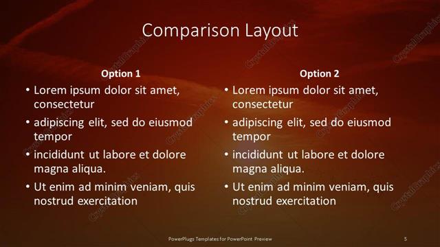 Comparison presentation slide layout