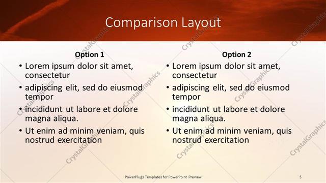 Comparison presentation slide layout