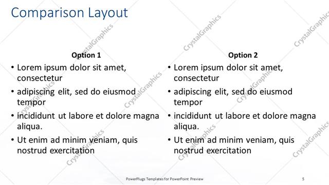 Comparison presentation slide layout