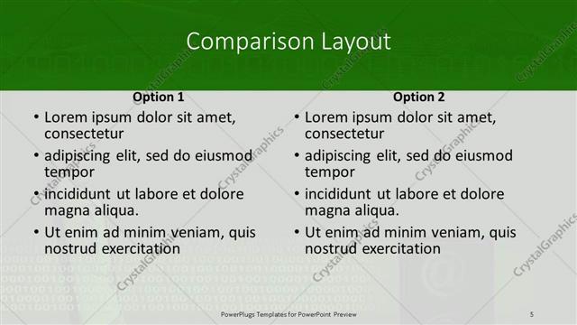 Comparison presentation slide layout