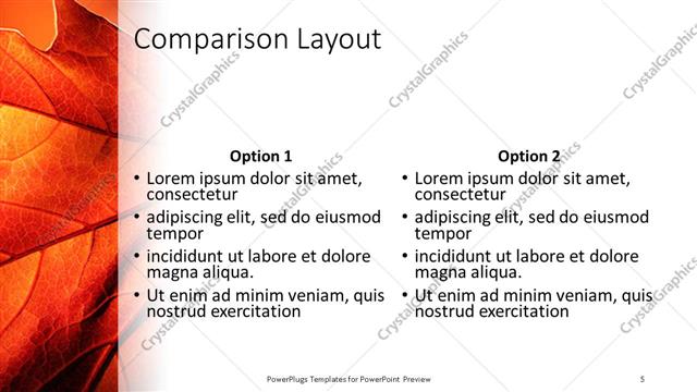Comparison presentation slide layout