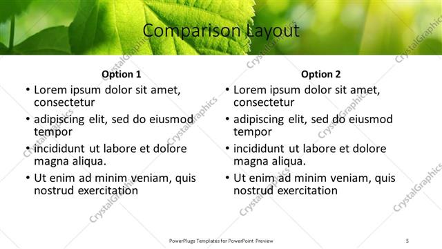 Comparison presentation slide layout