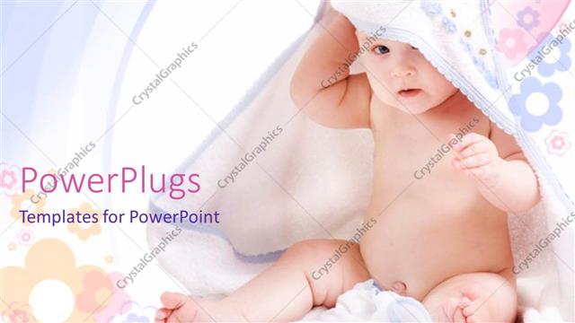  Presentation with baby - Beautiful little kid playing with white towel and colorful background?