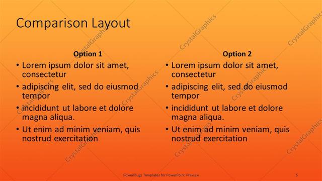 Comparison presentation slide layout