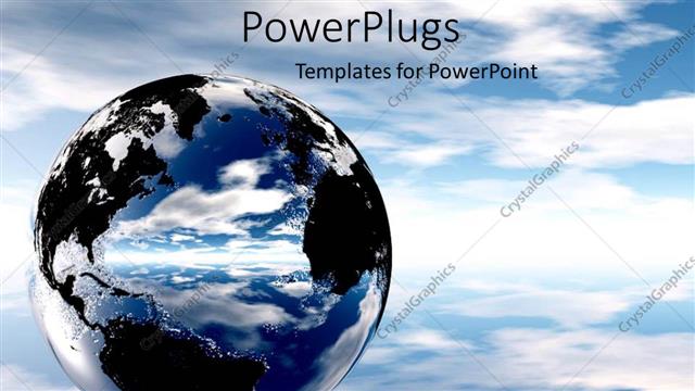  Presentation with skies - A beautiful metallic glass globe in blue skies with black continents