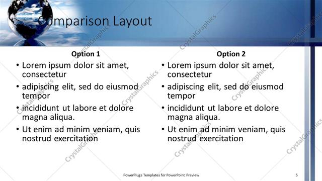 Comparison presentation slide layout