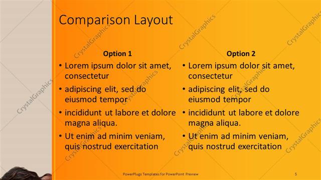 Comparison presentation slide layout