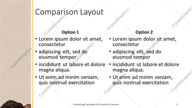 Comparison presentation slide layout