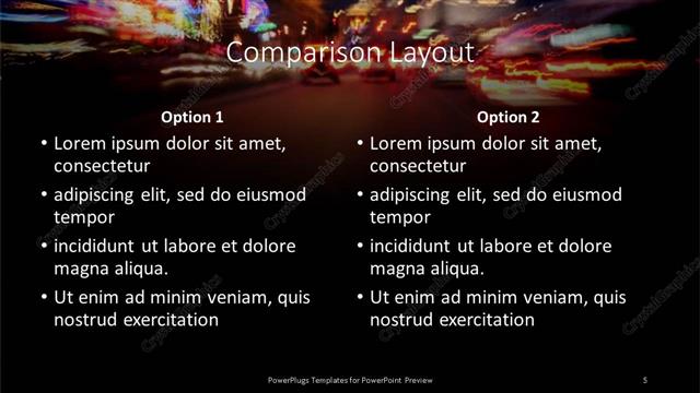 Comparison presentation slide layout