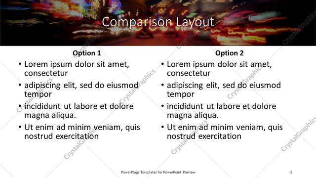 Comparison presentation slide layout