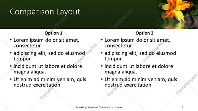 Comparison presentation slide layout
