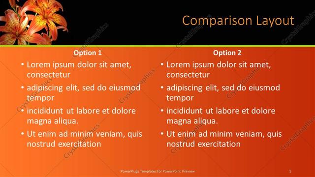 Comparison presentation slide layout