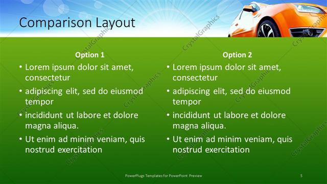 Comparison presentation slide layout