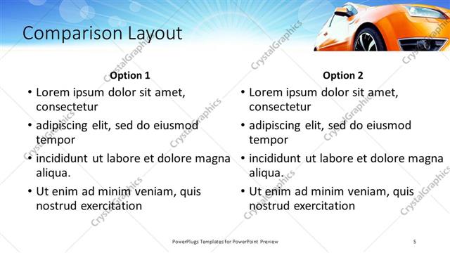 Comparison presentation slide layout