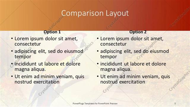 Comparison presentation slide layout