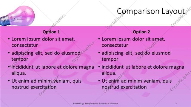 Comparison presentation slide layout