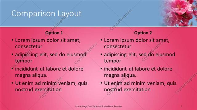 Comparison presentation slide layout