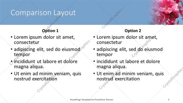 Comparison presentation slide layout