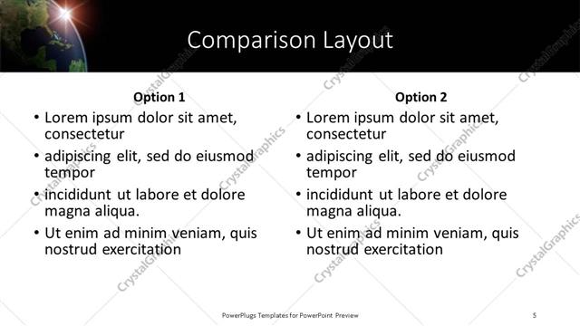 Comparison presentation slide layout