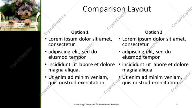 Comparison presentation slide layout