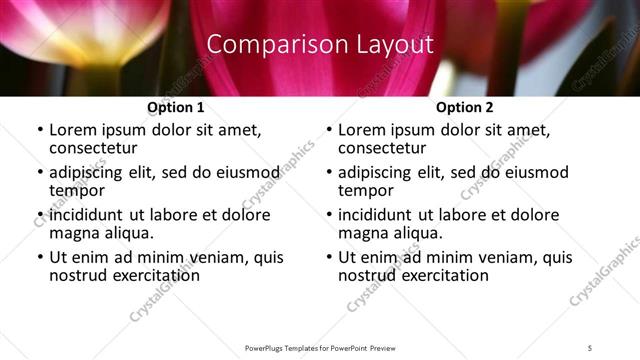 Comparison presentation slide layout