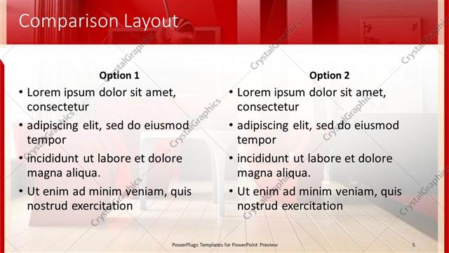 Comparison presentation slide layout