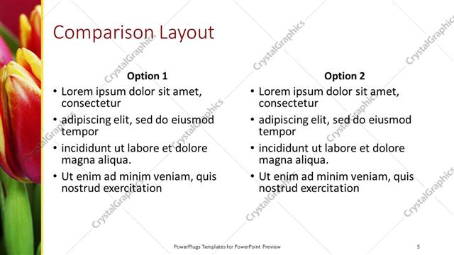Comparison presentation slide layout