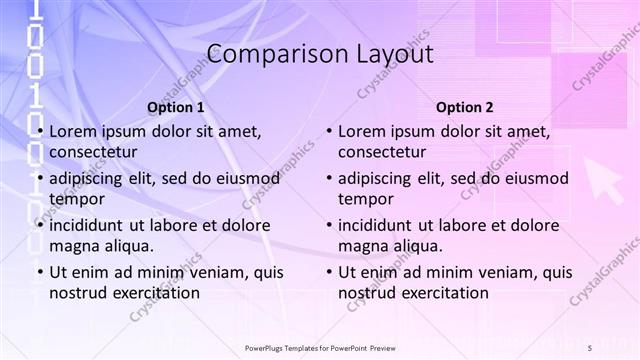 Comparison presentation slide layout