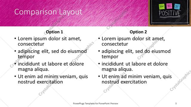 Comparison presentation slide layout