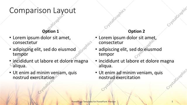 Comparison presentation slide layout