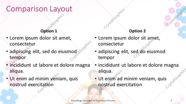 Comparison presentation slide layout