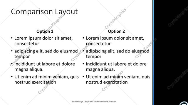 Comparison presentation slide layout