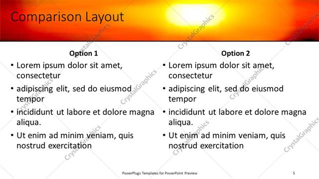 Comparison presentation slide layout
