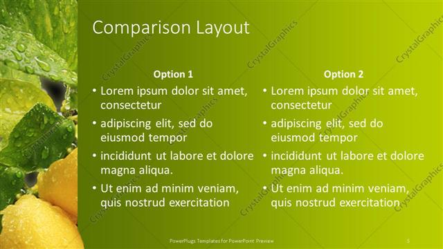 Comparison presentation slide layout