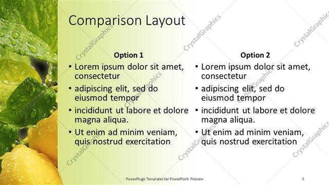 Comparison presentation slide layout
