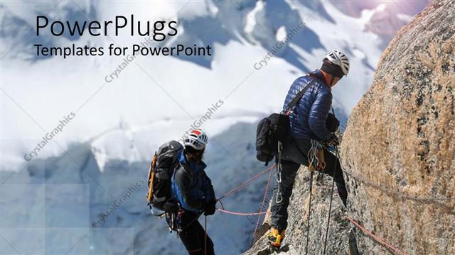  Presentation with mountain view - A beautiful representation of mountain climbers looking towards the same mountain