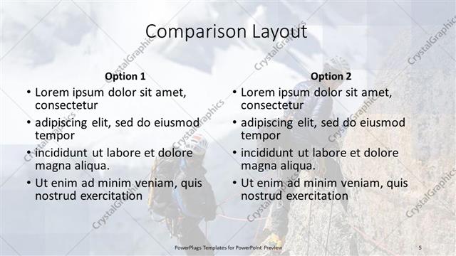 Comparison presentation slide layout