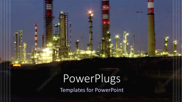  Presentation with oil refinery industry - A beautiful representation of an oil refinery at night